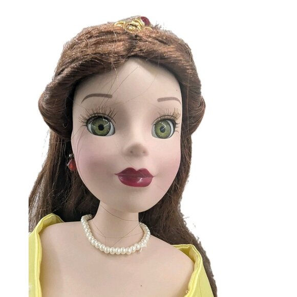 vtg. Disney Princess Belle Beauty and The Best Porcelain Doll 16” w/ stand - Picture 13 of 14